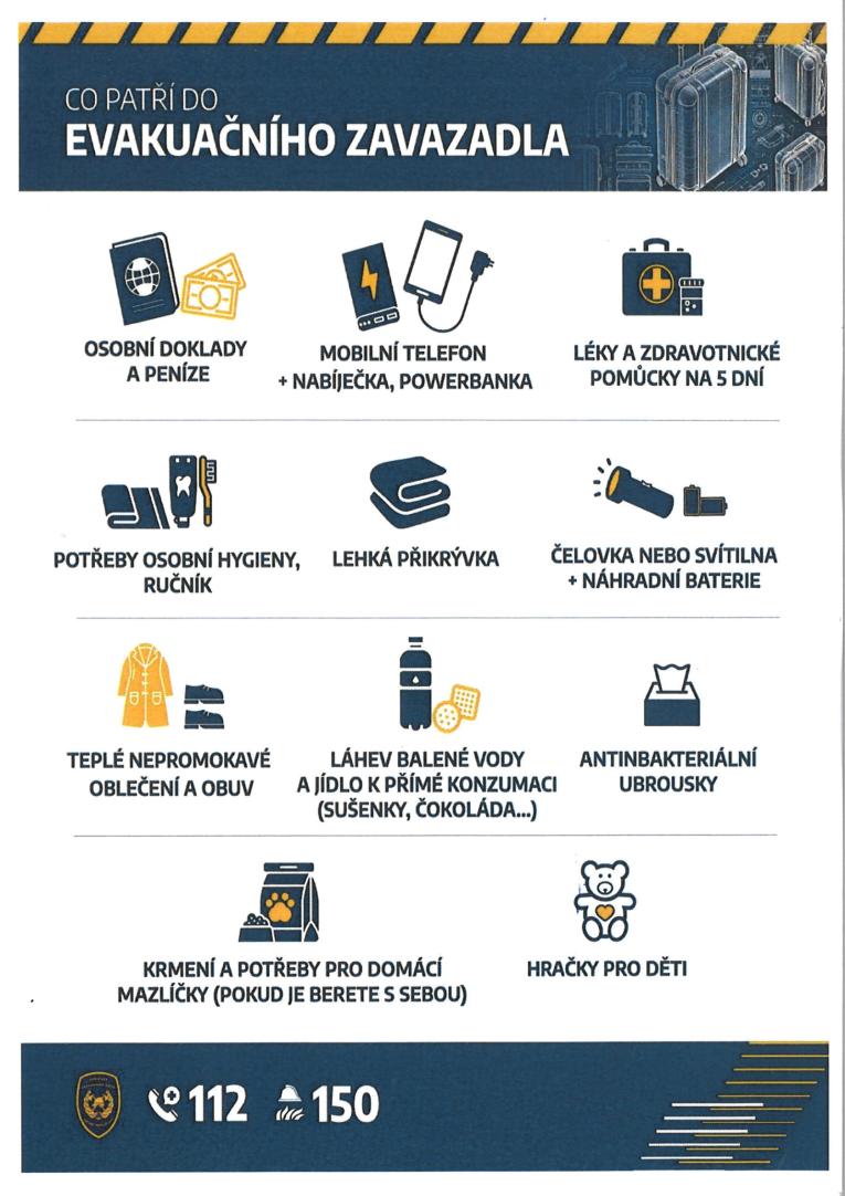 Co patří do evakuačního zavazadla Co patří do evakuačního zavazadla